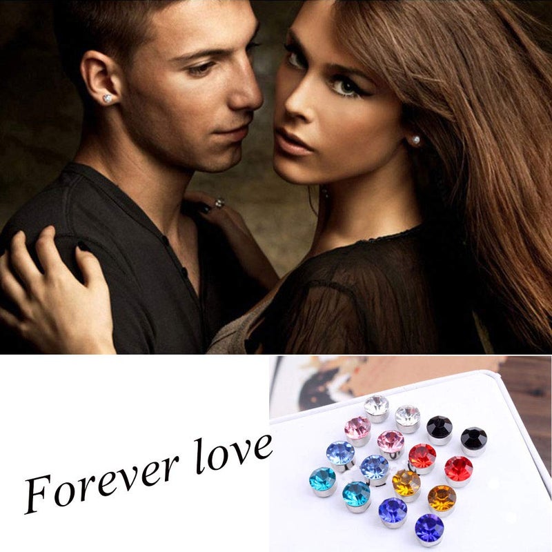 Spiritlele 12 Pairs Colors Crystal Magnetic Earrings Fake Stud Earrings Clip on Non Piercing Earrings Set (12 colors) - Image 5